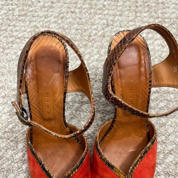 Chie Mihara red brown strappy heels size 37.5 - Picture 3 of 9
